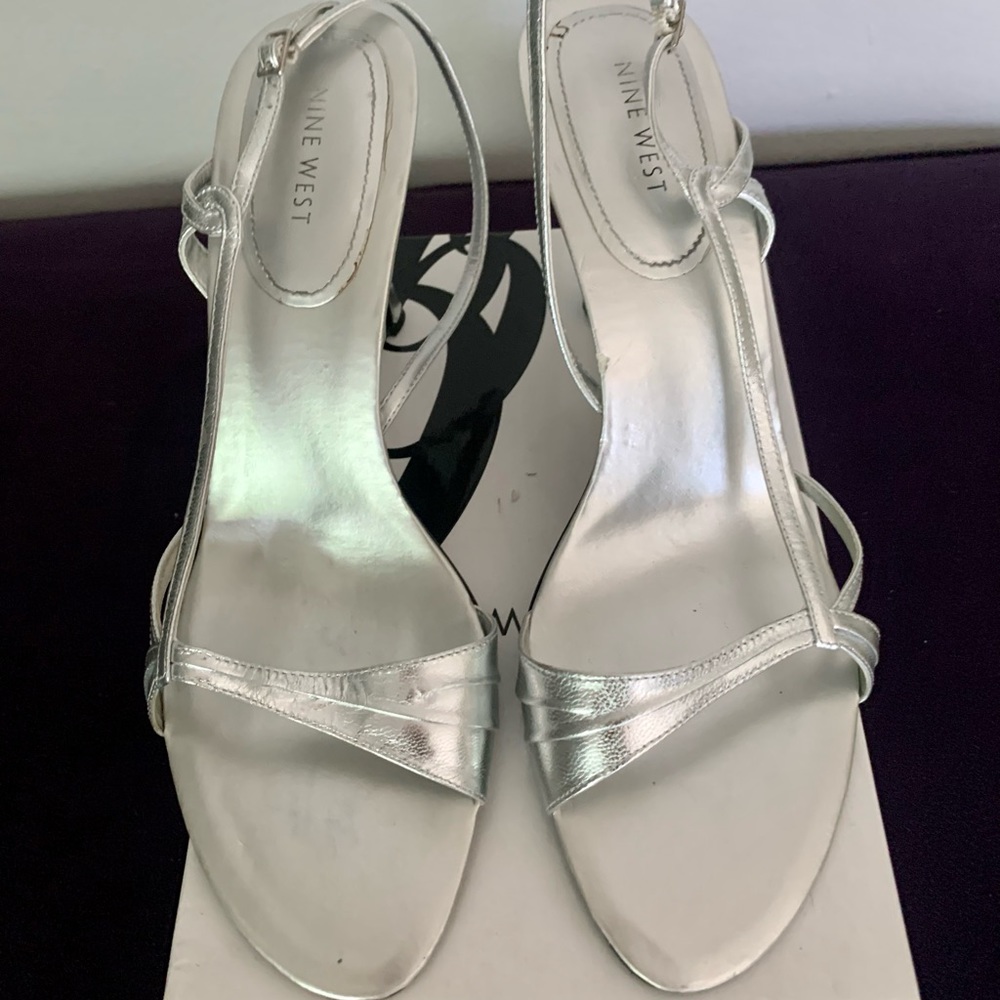 Nine West Silver Sandals/Evening Shoes - Picture 2 of 6